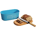 Kesper Melamine Ovale 2 in 1 Broodtrommel met Bamboe Snijplank | Brood Bewaar doos met hoge kwaliteit Bamboe snij plank | Met Bamboe Deksel, te gebruiken als brood snijplank | Afm. 34 x 20 x 14.5 Cm. | Kleur Brood trommel: Turquoise Blauw
