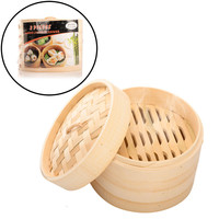 Decopatent 3 Delig Stoommandje met deksel  - Ø18 Cm - Bamboe - Rijst Stoommanden - Stomer - Steamer Cooker - Dim Sum Stoomschaal