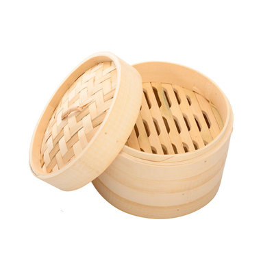 Decopatent 3 Delig Stoommandje met deksel  - Ø18 Cm - Bamboe - Rijst Stoommanden - Stomer - Steamer Cooker - Dim Sum Stoomschaal