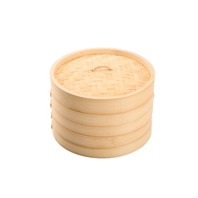 Decopatent 3 Delig Stoommandje met deksel  - Ø20.5 Cm - Bamboe - Rijst Stoommanden - Stomer Steamer Cooker - Dim Sum Stoomschaal