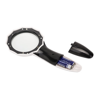 Decopatent Hand Loep met LED verlichting - 6x Vergroting - Lees Vergrootglas - Lezen voor Slechtziende - Magnifier - 19 x9 x 3 Cm