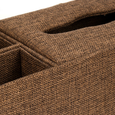 Decopatent XL Tissuedoos met 3 Vakken - Textiel - Tissuebox voor tissues - Tissue box houder - Tissuehouder opbergvakken - Bruin