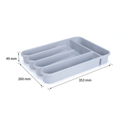 Decopatent Besteklade - Met 5 Vakken - Bestekbak - Kunstof - Bestekbakken - Keukenla bestek organizer - 26 x 35.3 x 4.9Cm - Grijs
