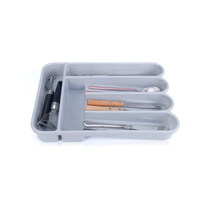 Decopatent Besteklade - Met 5 Vakken - Bestekbak - Kunstof - Bestekbakken - Keukenla bestek organizer - 26 x 35.3 x 4.9Cm - Grijs