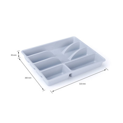 Decopatent Besteklade - Met 5 Vakken - Bestekbak - Kunstof - Bestekbakken - Keukenla bestek organizer - 26 x 31 x 4.5 Cm - Grijs