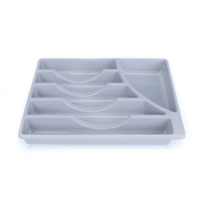 Decopatent Besteklade - Met 6 Vakken - Bestekbak - Kunstof - Bestekbakken - Keukenla bestek organizer - 29.7x35.7x4.5 Cm - Grijs