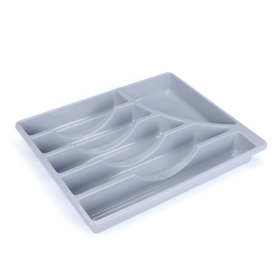 Decopatent Besteklade - Met 6 Vakken - Bestekbak - Kunstof - Bestekbakken - Keukenla bestek organizer - 29.7x35.7x4.5 Cm - Grijs