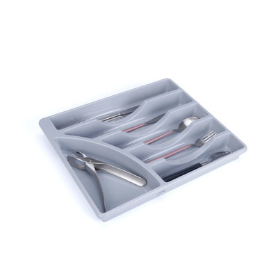 Decopatent Besteklade - Met 6 Vakken - Bestekbak - Kunstof - Bestekbakken - Keukenla bestek organizer - 29.7x35.7x4.5 Cm - Grijs