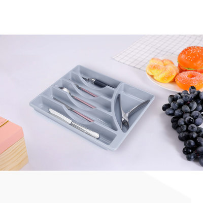 Decopatent Besteklade - Met 6 Vakken - Bestekbak - Kunstof - Bestekbakken - Keukenla bestek organizer - 29.7x35.7x4.5 Cm - Grijs