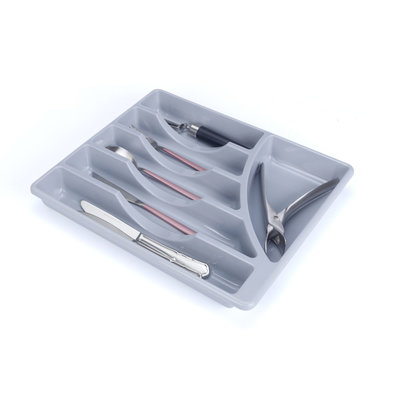 Decopatent Besteklade - Met 6 Vakken - Bestekbak - Kunstof - Bestekbakken - Keukenla bestek organizer - 29.7x35.7x4.5 Cm - Grijs