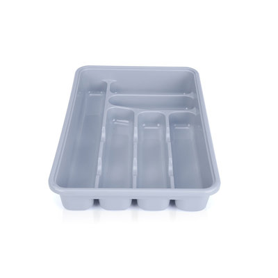 Decopatent Besteklade - 10 Vakken - Bestekbak - Kunstof - Bestekbakken - Keukenla bestek organizer - 29 x 43 x 7 Cm - Wit/Grijs