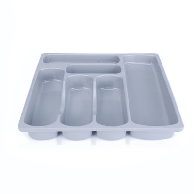 Decopatent Besteklade - 6 Vakken - Bestekbak - Kunstof - Bestekbakken - Keukenla bestek organizer - 39.2 x 37.9 x 6.2 Cm - Grijs