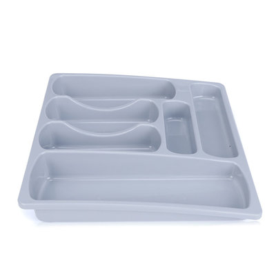Decopatent Besteklade - 6 Vakken - Bestekbak - Kunstof - Bestekbakken - Keukenla bestek organizer - 39.2 x 37.9 x 6.2 Cm - Grijs