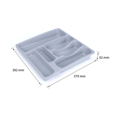 Decopatent Besteklade - 6 Vakken - Bestekbak - Kunstof - Bestekbakken - Keukenla bestek organizer - 39.2 x 37.9 x 6.2 Cm - Grijs