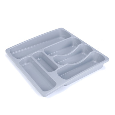 Decopatent Besteklade - 6 Vakken - Bestekbak - Kunstof - Bestekbakken - Keukenla bestek organizer - 39.2 x 37.9 x 6.2 Cm - Grijs