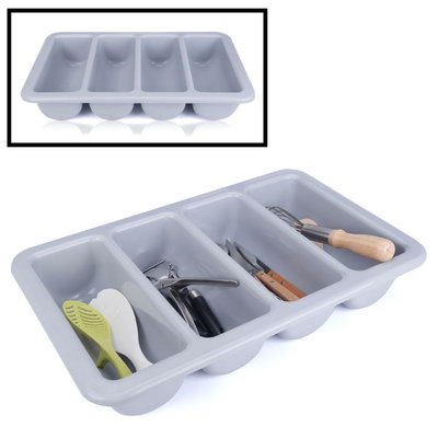 Decopatent XL Professionele Besteklade - 4 Vakken - Bestekbak - Kunstof - Bestekbakken - Bestek organizer - 53.5 x 33.4 x 10.4 Cm