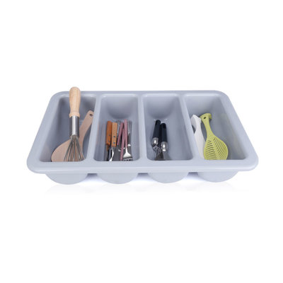 Decopatent XL Professionele Besteklade - 4 Vakken - Bestekbak - Kunstof - Bestekbakken - Bestek organizer - 53.5 x 33.4 x 10.4 Cm