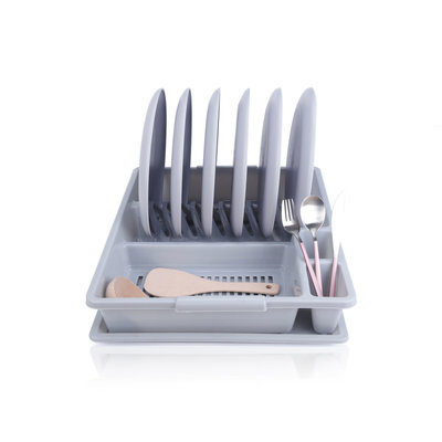 Decopatent Afdruiprek voor afwas - Afdruiprekje met Lekbak - Kunststof - Afdruipmat -  Afwassen borden & bestek - 37.5 x 45 x9 Cm