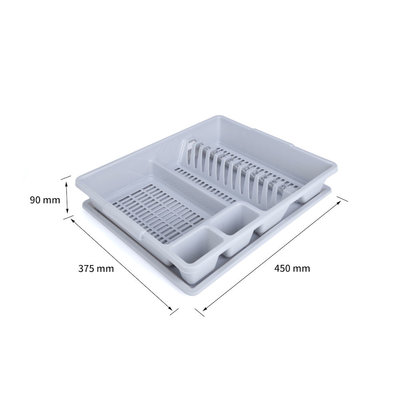 Decopatent Afdruiprek voor afwas - Afdruiprekje met Lekbak - Kunststof - Afdruipmat -  Afwassen borden & bestek - 37.5 x 45 x9 Cm