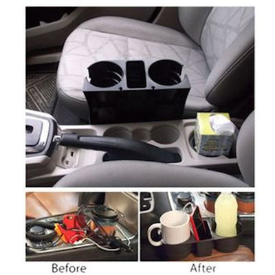 Decopatent Autostoel Organizer - Voor tussen Auto stoel / console - Bekerhouder & Telefoonhouder - Opbergvakken - Auto organiser