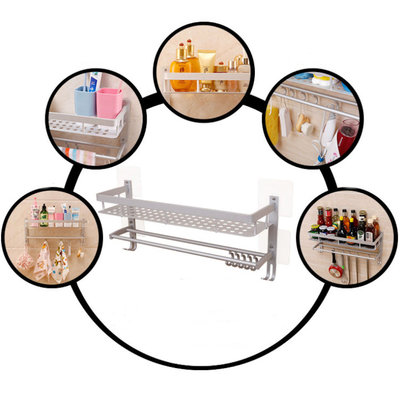 Decopatent Hangend Badkamerrek - Met Legplank - Handdoeken Stang - 9 Ophanghaken - Keuken wandrek - Handoekenhouder - Badkamer