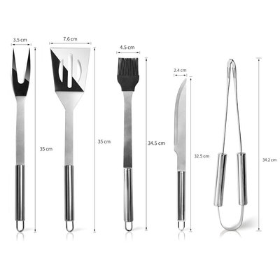 Decopatent BBQ Gereedschap SET - 6 Delig in Koffer - Barbecue - BBQ - Grill - Tang Spatel Grijptang Mes Vleesvork Insmeerborstel