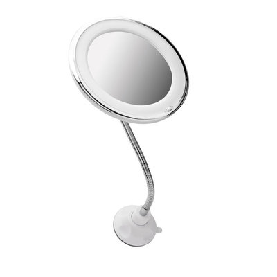Decopatent Flexibele Make-Up Spiegel met verlichting - 360° Draaibaar - Zuignap Sterk - 10x Vergroting - Make Up Vergrootspiegel