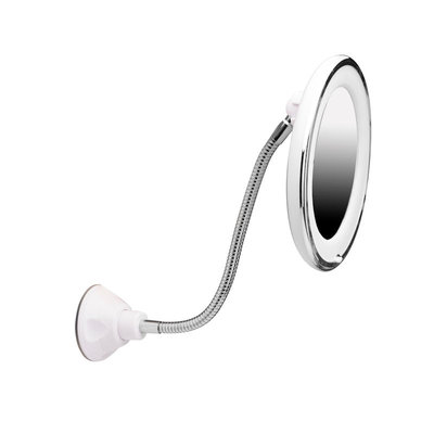 Decopatent Flexibele Make-Up Spiegel met verlichting - 360° Draaibaar - Zuignap Sterk - 10x Vergroting - Make Up Vergrootspiegel