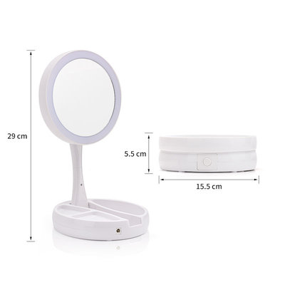 Decopatent Inklapbare Make Up Spiegel met LED verlichting - 10x Vergroting -  Opvouwbare staande Makeup Spiegel - Vergrootspiegel