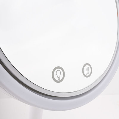 Decopatent Beauty Breeze Mirror - Make-Up Spiegel met LED Verlichting & Ventilatie - 360° Draaibaar - Make Up 5x Vergrootspiegel