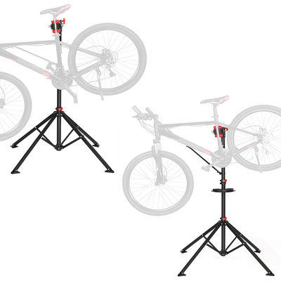Decopatent Montagestandaard Fiets - 360° Draaibaar - Verstelbaar - Gereedschapsbakje - Stuurhouder - Montage reparatie standaard