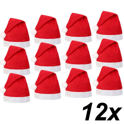 Decopatent 12 Stuks - Kerstmutsen voor Kinderen - Kinder Kerstmuts - Kerstmuts voor kinderen van 3 tot 9 jaar - Kind - Jongens - Meisjes