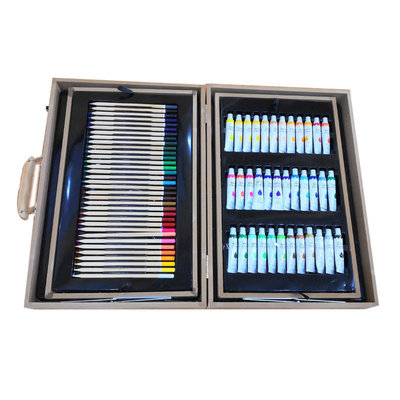 Decopatent Luxe XL 174 Delige Houten Schilderskoffer - Tekendoos - Tekenkoffer - Schilderskist - Schilderset en Aquarel Tekenset