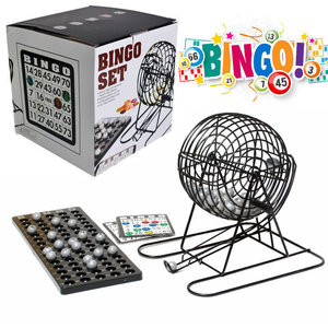 Decopatent Bingo Spel - Bingomolen - Bingoballen - Bingo kaarten - Fiches - Spelbord - Bingo molen - Metaal - Lotto Kinderspel