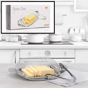 Decopatent Botervloot - Boterschaal met kunststof deksel en metaal - Boter Tang - Botervlootje Boter - RVS & Glas - Butter Dish
