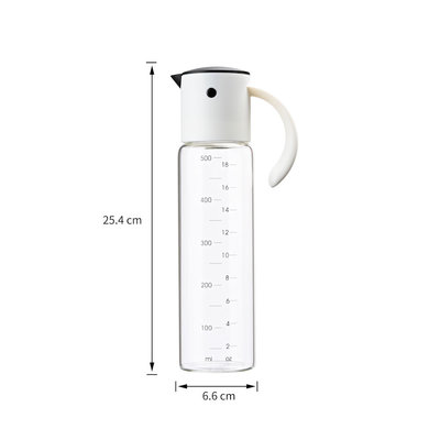 Decopatent Oliefles met Automatische schenktuit - Oliekan Glas - Olie dispenser fles voor olijfolie - Navulbaar - 500 ML - Zwart