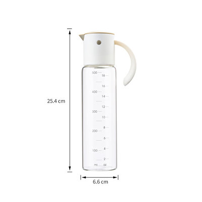 Decopatent Oliefles met Automatische schenktuit - Oliekan Glas - Olie dispenser fles voor olijfolie - Navulbaar - 500 ML - Grijs