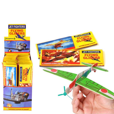 Henbrandt 48 Stuks - Uitdeelcadeautjes - Fighter Gliders vliegtuig - Zweefvliegtuigen - Model: Foam Vliegtuigen in Display