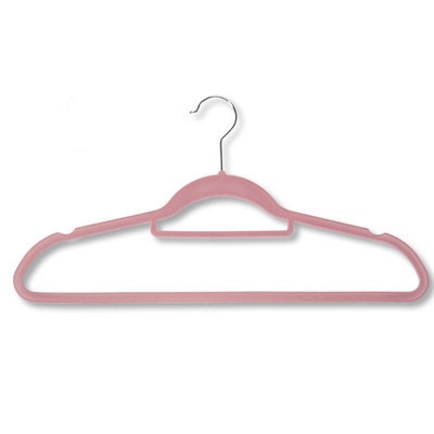 Kesper 6 STUKS Klerenhangers | Gemaakt van plastic met Broekspijp houder, 45 cm breed | Met Antislip | Broeklat | Kunststof klerenhanger | Kleur: ROSE / PINK | PAK VAN 6 STUKS