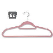 Kesper 6 STUKS Klerenhangers | Gemaakt van plastic met Broekspijp houder, 45 cm breed | Met Antislip | Broeklat | Kunststof klerenhanger | Kleur: ROSE / PINK | PAK VAN 6 STUKS