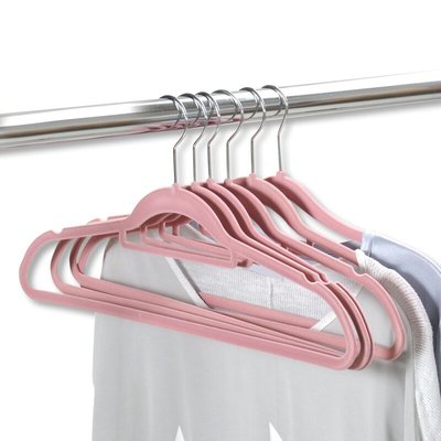 Kesper 6 STUKS Klerenhangers | Gemaakt van plastic met Broekspijp houder, 45 cm breed | Met Antislip | Broeklat | Kunststof klerenhanger | Kleur: ROSE / PINK | PAK VAN 6 STUKS