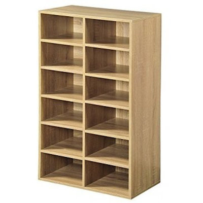 Kesper Universeel 12 Vaks Schoenenkast met 5 vaste en variabele Planken | FSC Bamboe | Universeel opberg Rek | Opbergkast | Boekenkast | Afm. 87 x 51,5 x 29,5 Cm. | Kleur: NATUUR HOUT