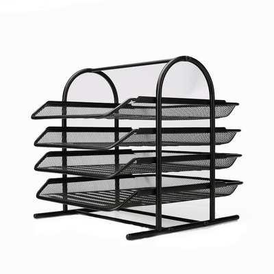 Decopatent Brievenbak met 4 vakken - postbakje van metaal voor documenten met 4 uitschuifbare lagen - sorteerrek - brievenbakjes - Documentenhouder - Kleur: Zwart – Decopatent®