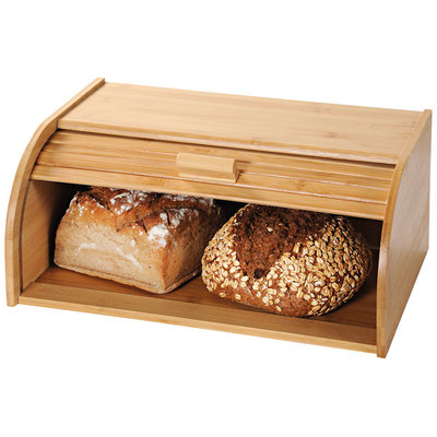 Kesper Broodtrommel met rolluik - FSC® Bamboe houten brooddoos met Schuifdeksel - Broodtrommel - Brood bewaren en vers houden