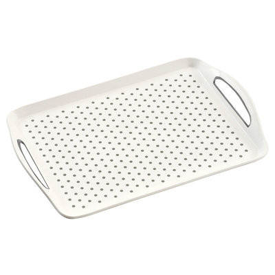 Kesper Dienblad Rechthoekig - Anti-slip Dienblad - Diep dienblad met antislip - Met handvatten - 45.5 x 32 x 4.5 Cm - Kleur: Wit