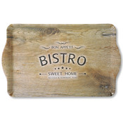 Kesper Dienblad Rechthoekig - Met Print Bistro - Design koffie / Thee dienblad - Dienblad met handvatten - Melamine - 48 x 30 x 3.5 Cm