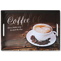 Kesper Dienblad Rechthoekig - Koffie Print - Design koffie / Thee dienblad - Diep Dienblad met handvatten - Melamine - 50 x 35 x 4.5 Cm