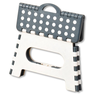 Kesper Opstapje - Trapje - Keukentrapje opvouwbaar - Krukje inklapbaar - Huishoudtrapje - Campingkrukjes - Afm 35 x 27 x 22Cm - Wit/Grijs