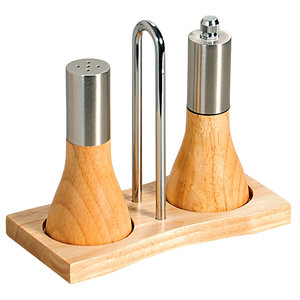 Kesper FSC® Pepermolen en zoutmolen Set - Inclusief Rvs houder - Materiaal Hout & Edelstaal - Peper en zout molen stel - 2 in 1