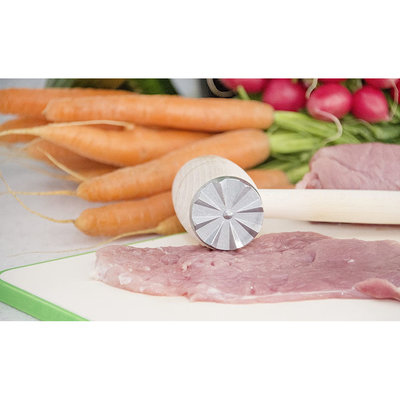 Kesper Dubbelzijdige Vleeshamer - FSC® beukenhout - Hamer om Vlees Mals te maken - Metalen kop - Vleespletter - Vleesklopper Lengte 32 cm
